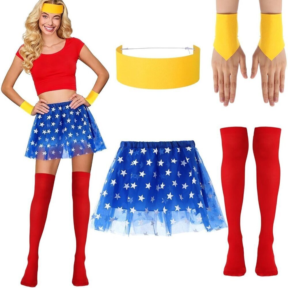 Women Halloween Costume Set Polyester Felt Short Skirt Accessories